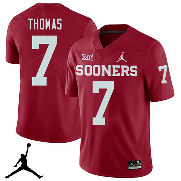 Oklahoma Sooners #7 Jordan Thomas 2018 College Football Jerseys Sale-Crimson